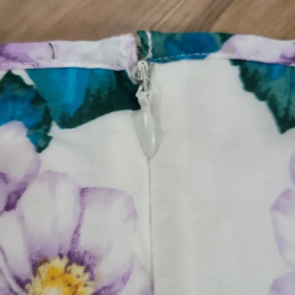 🔹️NWT Forever 21 Ivory & Teal Floral Print Maxi Skirt Medium - Picture 8 of 12